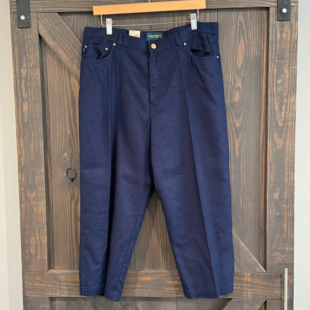 LAUREN RALPH LAUREN Women’s Mid-Calf Dark Blue Capri Jean Pants Size‎ 16 NEW